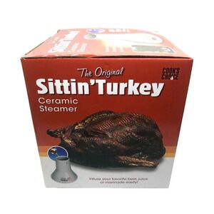 Cooks Choice Ceramic Steamer Beer Can Turkey Roaster Sittin' Turkey Barbecue